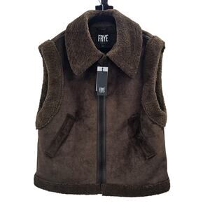 Frye Vest Mens Large Brown Jacket Mocha Sherpa Lined Western Fleece Outdoor